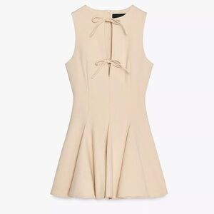 NWT ZARA GODET BOW SHORT DRESS SIZE XS